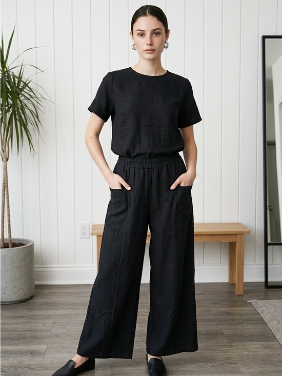 Zenana Outfitters Pants - Relaxed Black Zenana Wide-Leg Pants